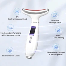 Massaggiatore facciale elettrico, dispositivo per la bellezza del collo a micro-vibrazione, strumento per la pulizia del viso, multi-modalità (cura delicata della pelle/cura del viso/pulizia profonda/massaggio), con funzione di raffreddamento/riscaldamento a temperatura costante, illumina il incarnato, essenziale per la cura della pelle, regalo per le vacanze, massaggiatore, dispositivo di bellezza - Multicolore - Visualizzare 10