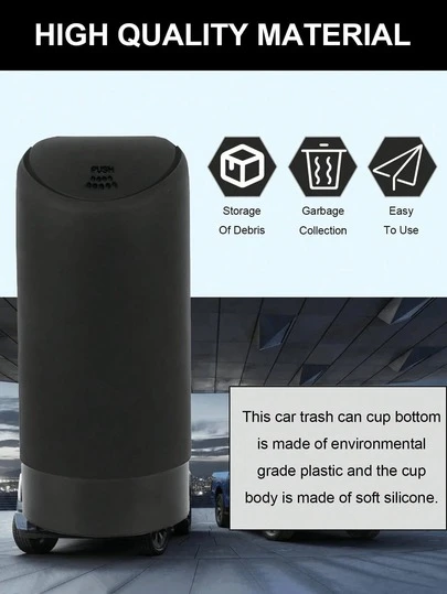 1Pc ABS Base Silicone Cup Car Trash Can, Removable Washable Multifunctional, Mini Storage Box For Keys Phones Coins, Non-Slip Fit Cup Holder Dashboard