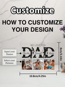 Khung ảnh cá nhân hóa để bàn, "Con yêu bố", Khung ảnh acrylic kèm đế gỗ, Quà tặng Ngày của Cha | Ảnh trang trí hoàn hảo cho nhà và bàn làm việc, Quà tặng Ngày của Cha theo yêu cầu. - Nhiều màu - Xem 4