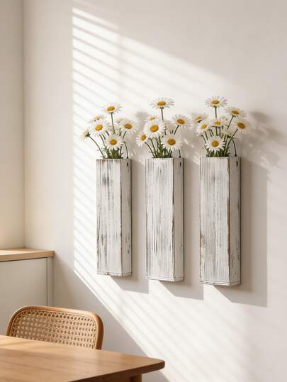 1pc-Boho-Style Distressed Wall Planter - Bohemian Farmhouse Wall Decor Suitable For Living Rooms, Bedrooms And Bathrooms. This Wall-Mounted Planter Not Only Infuses Blank Walls With A Warm Atmosphere But Also Saves Extra Space. It Perfectly Combines Practical Functionality With A Cozy Vibe, Making It A Key Decorative Piece That Easily Enhances The Texture Of Your Home.