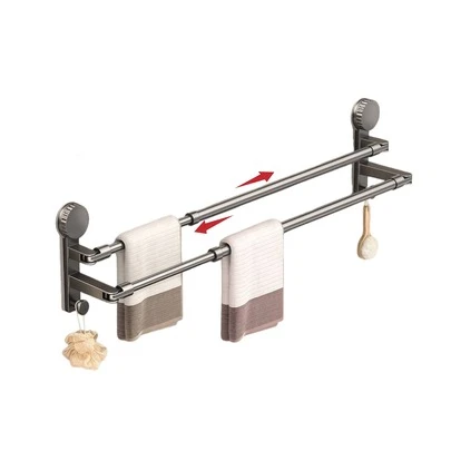 Suction Cup Towel Bar, Adjustable Towel Racks For Bathroom, Suitable For Bathroom Accessories, Kitchen And Hand Washing Station