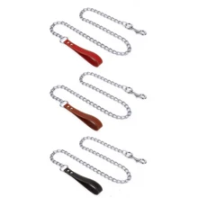 1条 - 120厘米重型防咬狗绳，带皮革手柄，采用防咬金属材质，宠物遛狗绳，经久耐用 - 彩色 - 查看 2