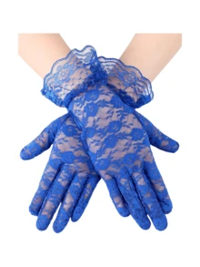 Presilha de chapéu feminina encantadora, acessório de cabelo para casamento/chá da tarde, e luvas curtas com laço de renda, praia, viagem. - A - Ver 6