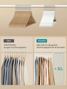 20个纤细木质衣架，带肩槽和360°旋转挂钩，优雅的云白色桦木设计，是整理裤子和外套的理想之选，时尚的收纳方案，提升衣橱美感，适合换季和节日准备，最大限度地利用空间，减少杂乱，经久耐用，适合日常使用，用时尚实用的衣架升级您的家居装饰。 - 彩色 - 查看 5