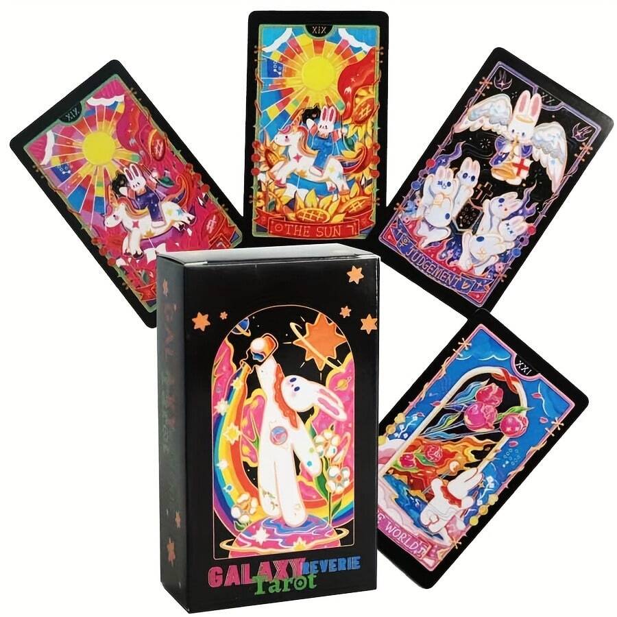 高品质星空梦幻塔罗牌，78张牌，梦幻兔子主题塔罗牌，适合初学者和爱好者，理想的生日礼物