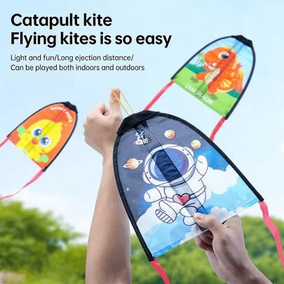 1/3/6 Pieces-Ejection Kite, Outdoor Flying Gliding Toy, Outdoor Sports Supplies, Elastic Launch Pad, Interactive Party Gift