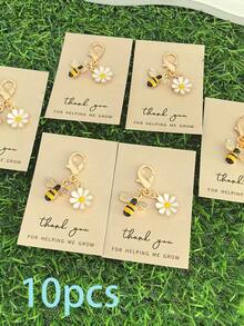 10 móc khóa mini hình ong và hoa cúc dễ thương, thích hợp làm mặt dây chuyền, dây đeo túi xách, trang trí túi xách, thiết kế chủ đề động vật thời trang, món quà lý tưởng cho các dịp lễ, Ngày của Mẹ, Ngày của Cha, tựu trường, tốt nghiệp. - Nhiều màu - Xem 11