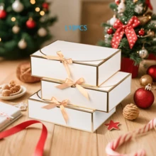 10pcs White Edged Lid Gift Boxes, Luxury White Satin Ribbon Gift Boxes, Groomsman Proposal Boxes, Gift Boxes, Birthday Boxes, Party Boxes, Wedding Boxes, Bridesmaid Boxes, Graduation Gifts, Valentine's Day Boxes - View 7