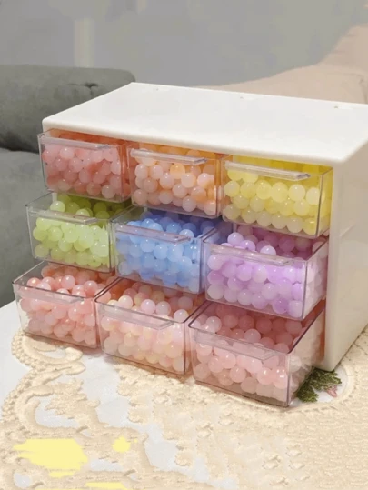 Hộp đựng đồ may vá đính cườm 6/9 ngăn, hộp đựng phụ kiện DIY đa chức năng để bàn, hộp đựng ghi chú, kim, đồ may vá, băng dính, nhẫn, bông tai, trang sức.