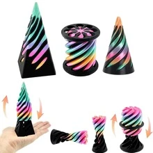 3 Packs Impossible Cone,3D Printed Spiral Cone Fidget Toy, Impossible Pyramid Passthrough Sculpture, Mini Vortex Illusion Fidget For Anxiety Relief, Holiday Gifts, Birthday Gifts, Easter Gift - Multicolor - View 4