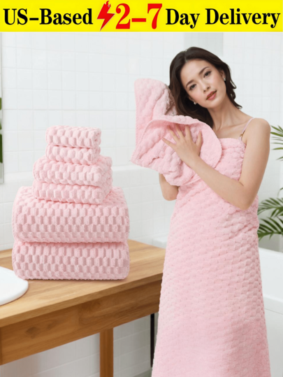 (Entrega en 2-7 días en los Estados Unidos) 2 piezas de toalla de felpa de coral ligera con textura de piña, juego de toallas con 1 toalla de baño (28 x 55 pulgadas), 1 toalla de mano (14 x 30 pulgadas), sábanas de baño extragrandes, toalla de baño de felpa de coral, toallas de baño, toalla de baño, toalla de fibra de felpa de coral suave absorbente de secado rápido/toalla de baño, manta rosa, toallas de baño de microfibra rosa - juego de toallas de waffle extragrande para el baño, toallas de ducha de microfibra súper suaves de secado rápido sin pelusa absorbentes, adecuadas para baño, hotel, gimnasio, viaje, regalo, salón, deportes, exterior, playa, escuela, regreso a clases, accesorios de viaje, artículos esenciales para el hogar, toalla, cuidado de la piel, regalo de Navidad, toalla de baño, juego de toallas de baño, juego de toallas de baño, toalla de baño grande, toalla de baño para mujeres, toalla de baño para mujeres, vestido de toalla de baño, toalla de baño de microfibra, toal