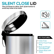 Crystals 3L Stainless Steel Pedal Bin With Removable Inner Bucket – Compact Kitchen & Bathroom Waste Bin - Pedal Bin - View 5