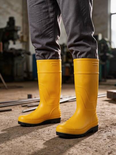 Men's Classic High-Top Rain Boots, Garden Anti-Slip Waterproof Rain Boots, PVC Material Durable & Comfortable, Suitable For Outdoor Fishing, Gardening, Construction Work, Perfect Father's Day Gift