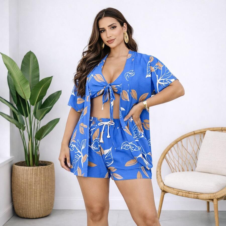 Women's Kimono Summer - Royal Blue - View 1