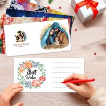 6张钻石画贺卡，卡通人物主题，纸质材质，镶嵌圆形水晶宝石，祝福语，独特的非对称钻石设计，适合作为礼物 - 查看 6