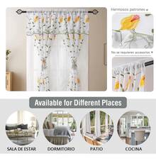 2 piezas cortinas bordadas con estampado de tulipanes, cortinas de ventana de 200X150 cm, para ventilación, filtrado de luz, adecuadas para ventanas pequeñas, semiopacas, no completamente transparentes, cortinas de dormitorio, decoración de dormitorio, sala de estar y dormitorio - Tulipanes - Ver 4