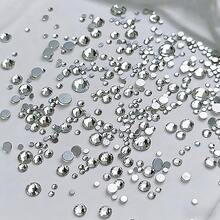 12格美甲水钻，尺寸1.5mm-5mm，3D美甲玻璃水晶透明石，宝石珍珠水晶水钻，3D魅力宝石，多形状3D美甲钻石，适用于美甲和DIY装饰。1盒美甲水钻，平底水钻，珍珠美甲装饰，适用于亚克力指甲，水晶美甲用品，半圆形美甲宝石。 - 白色 - 查看 5