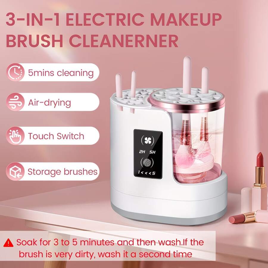 1 pieza Limpiador eléctrico de brochas de maquillaje alimentado por USB con secador de brochas, limpieza y secado eficientes, herramienta de limpieza automática portátil de USB para todo tipo de brochas de maquillaje, contorno, sombra de ojos, rubor - multicolor - Ver 1