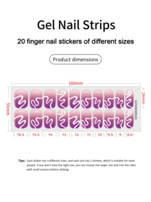 Miếng dán móng tay gel bán khô, 20 miếng, chất lượng salon, bền lâu, dễ dán và gỡ bỏ, có đèn UV. - Đỏ - Xem 4