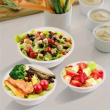 3/25/50/100pcs 350ml White Paper Bowls, Disposable Compostable Bulk Bowls, Bagasse Bowls, Heavy Duty Bowls, Suitable For Cereal, Snacks, Salad - White - View 4
