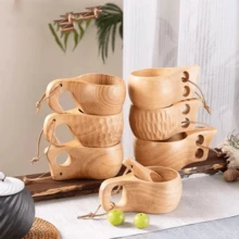 1 chiếc cốc gỗ, cốc sữa bằng gỗ cao su, cốc cà phê kiểu Phần Lan có tay cầm, cốc chịu nhiệt dùng ngoài trời khi cắm trại. - Màu be - Xem 2