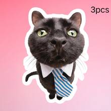 趣味黑猫西装贴纸，办公人士个性化贴纸，防水乙烯基贴纸 - 耐用哑光表面，自粘式，适用于汽车、窗户、笔记本电脑、卡车、水瓶 - 多用途耐用设计，汽车贴纸 - 乙烯基 - 查看 11