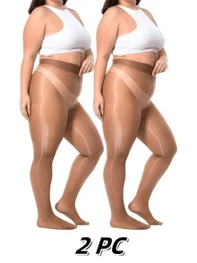 2 Pairs Of Satin-Finish Black Leggings - Soft Sheen, High-Waisted Design, Elegant And Shimmering, Suitable For Special Occasions And Stylish Everyday Wear. - Coffee Brown - View 1