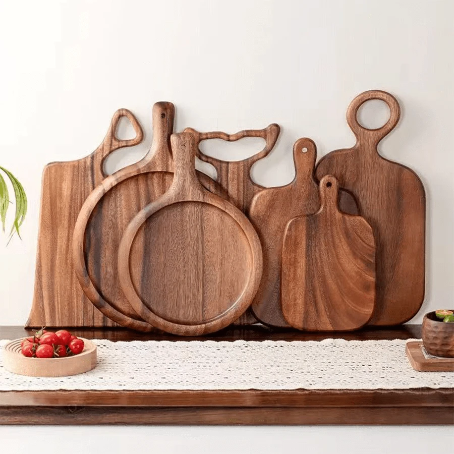 1 chiếc thớt gỗ nguyên khối, thớt gỗ óc chó kiểu Bắc Âu, thớt thái gỗ, dụng cụ làm bánh - màu nâu - Xem 1