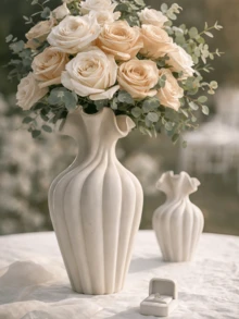 1pc Elegant Wedding Vase, Modern Decorative Rose Vase, Bride's Table Centerpiece, Engagement Anniversary Home Decor Gift - Multicolor - View 9