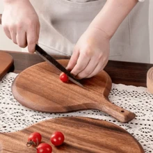1 chiếc thớt gỗ nguyên khối, thớt gỗ óc chó kiểu Bắc Âu, thớt thái gỗ, dụng cụ làm bánh - màu nâu - Xem 2