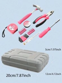 24Pcs Pink Women's Tool Kit, Household Repair Set With Hammer Pliers Screwdrivers, Compact Case For DIY Car Emergencies - Repair Tools - View 12