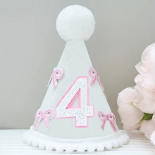 Baby Birthday Hat Numbers 1-5, Felt Birthday Party Hat For Baby Girl, Toddler First Birthday Hat With Pom Pom, 1st 2nd 3rd 4th 5th Birthday Party Photo Shoot Props - Multicolor - View 6
