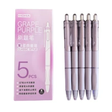 5pcs/Set Retractable Neutral Pens, Comfortable Silicone Grip, 0.5mm Black Ink, Stationery Set, Suitable For Office And School - One Size - View 10