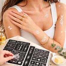 3件套镂空纹身模板，手绘海娜人体彩绘模板，节日喷绘模板，小型纹身图案模板 - 查看 3