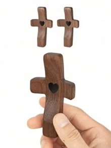 Croix en bois en forme de cœur personnalisée avec nom ou texte, cadeau inspirant, petite croix en bois à tenir, soulagement de la pression des doigts, cadeau religieux, cadeau d'église, cadeau de Pâques, Que Dieu soit avec vous, cadeau inspirant, multifonctionnel, décoratif, réutilisable, exquis, à la mode, de haute qualité, coloré, moderne, personnalisé, unique, fournitures de fête personnalisées, calendrier des fêtes, plage, mariage - Multicolore - Voir 13