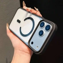 Transparent Magnetic Phone Case, Compatible With 17 Pro Max, 16, 15, 14, 13, 12, 11 Pro Plus Max, Mini 7, 8, SE, 16e, 7P, X, XR, Xs Max, Shockproof Protective Cover - Black - View 4