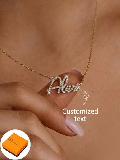 Custom Diamond Name Necklace, Bling Name Necklace, Personalized Necklace, Gold Name Necklace, Mother's Day Gift, Custom Jewelry Gift For Her