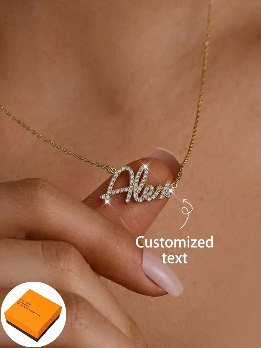 Custom Diamond Name Necklace, Bling Name Necklace, Personalized Necklace, Gold Name Necklace, Mother's Day Gift, Custom Jewelry Gift For Her - Full Diamond Necklace 1 - View 1