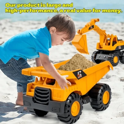 1pc Battery-Free Push And Pull Dump Truck Toy, Realistic Construction Vehicle Toy Set With Large Wheels, Plastic Material, Suitable For Preschool Children Indoor And Outdoor Sandbox Play, Helps Develop Hands-On Skills And Imagination, Great Christmas, Halloween, Birthday Gift For Boys And Girls