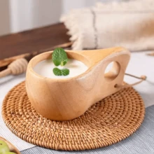 1 chiếc cốc gỗ, cốc sữa bằng gỗ cao su, cốc cà phê kiểu Phần Lan có tay cầm, cốc chịu nhiệt dùng ngoài trời khi cắm trại. - Màu be - Xem 4