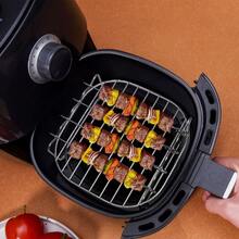 Stainless Steel Air Fryer With Double-Layer Cooking And Baking Rack, 4-Pin Electric Fryer Accessories, Square Barbecue Rack, Bread Holder - Multicolor - View 3