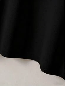 Men's V-Neck Loose Batwing Short Sleeve Knit Pullover - Black - View 9