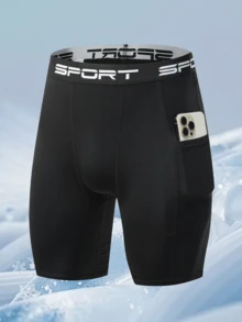 3-Pack Men's Compression Shorts - Made Of A Polyester And Spandex Blend, White With Blue Accents And A "BEAST" Graphic Design. Suitable For Running, Cycling, Gym Workouts, Yoga, Hiking, And Casual Wear; All Seasons Available. - Multicolor - View 4