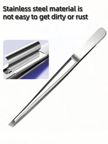 Horizontal Textured Eyebrow Tweezers, Angled Eyebrow Hair Removal Tool, Beauty Shaping Eyebrow Grooming Tool, High Quality Stainless Steel Eyelash Tweezers - Tweezers - View 3