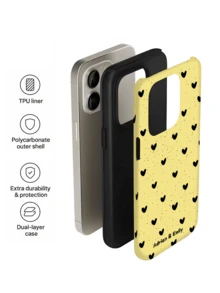 Customized Unique Splatter Heart Pattern Phone Case, Personalized Signature, Glossy Acrylic Hard Shell Protective Cover For IPhone 11/12/13/14/15/16/17 Pro Max - Multicolor - View 5
