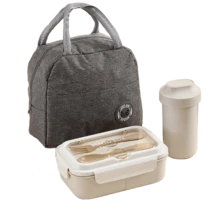 Bộ 3 món: Hộp cơm bento người lớn - Cốc yến mạch - Túi đựng cơm trưa - Mang theo, nhẹ, tiện lợi, kèm thìa và dĩa, bền, chống rò rỉ và chất liệu an toàn thực phẩm. - Nhiều màu - Xem 12