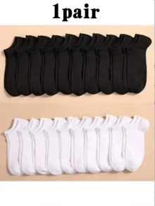 20 paires de chaussettes bateau unisexes noires et blanches, confortables, douces, respirantes et fines, convenant à toutes les saisons, grande taille - Multicolore - Voir 10