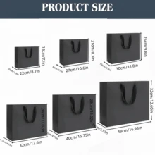 1个/4个装通用黑色礼品袋，带结实手柄 - 多种尺寸和颜色可选，大号礼品袋，带手柄，适用于礼品、糖果、购物，适合婚礼、生日、母亲节、商务、精品店、派对等场合。 - 黑色 - 查看 4