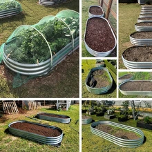 [Galvanized Garden Bed] 1/2pcs Metal Raised Garden Bed - 96x48x12inch /72x36x12inch/ 48x24x12inch Galvanized Oval Planter Outdoor For Flowers, Plants, Vegetables & Herbs - Anti-Rust, Durable & Easy Assembly  Herb Gardening | Durable Construction - 1 chiếc / 48*24*12 inch - Xem 3
