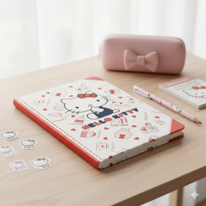 SANRIO Theme Hard Cover Thickened 98 Pages Colorful Inner Pages Diary Notebook, Suitable For Daily Record, Journaling, Holiday Gift